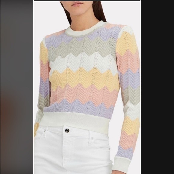 Ronny Kobo Collection Sweaters - Ronny Kobo Sweater Womens Small Multicolor Pastel Jada Chevron Knit Striped Crew